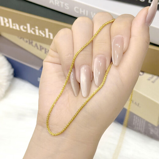 Sanskrit-made Old Phoenix 999 gold-plated wearable pendant chain plain chain Chopin chain 18k gold minimalist style versatile clavicle chain Lao Fengxiang's same 45cm Chopard chain one piece