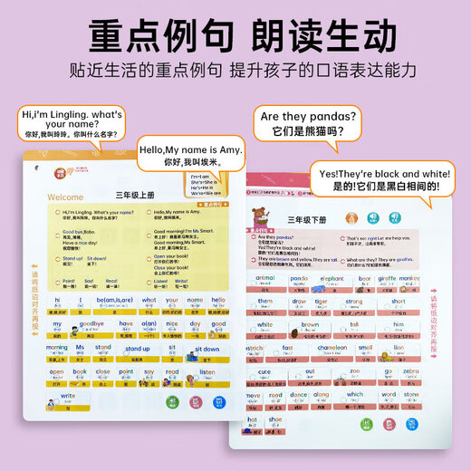 Foreign Language Edition English Word Synchronous Learning Voice Book for Grade 3-6 Primary School Students Listening and Reading and Memorizing Artifact Children's Enlightenment Audiobook Classroom Early Education Point Reader Reader Grade 3 Zero Foundation Phonetic Alphabet Letters English Picture Book for English Word Synchronous Voice Book (Grade 3-6 Foreign Language Edition 0111