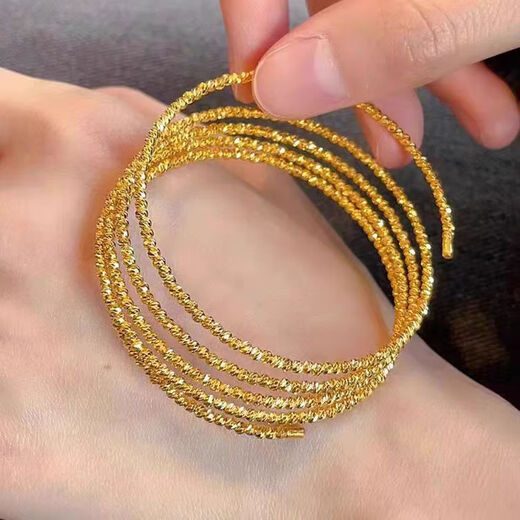Laomiao Sansheng III Explosive Bounce Beads Bracelet Gold-coated Silver Three Circle Bracelet Non-fading Retractable Memory Elastic Bracelet Explosive Bounce Bead Bracelet Five Circles