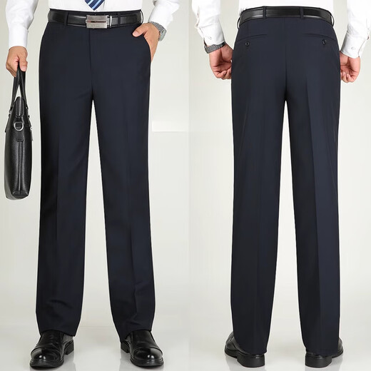 
JEEP SPIRIT trousers for men spring and autumn free iron straight suit pants for autumn and winter loose drooping business middle-aged men's trousers black LD9901 29 (2 feet 2 waist)