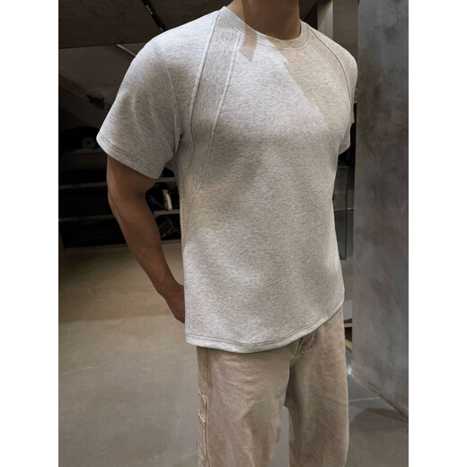 POUM美式高街潮牌短袖男士夏季冰丝棉休闲运动速干T恤TX902灰色XL