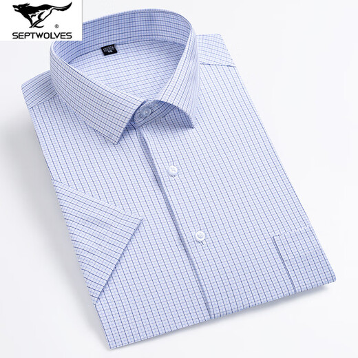 Sieben Wolf-Herren-Kurzärärmel-Shirt 2025 Sommer mittleren Unternehmens Casual Vielseitiger und atmungsaktives Baumwoll-Professional-Arbeitshirt DX6623 38