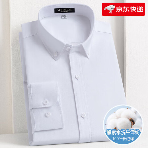 雅戈尔旗舰官方店夏季薄款长袖衬衫男抗皱条纹寸衣中年高端商务休闲 DP#6626 XL 180/108A 44码 身高180-
