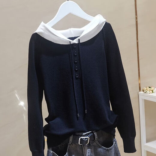 
Yalu hooded sweater women pullover loose long-sleeved thread spring and autumn sweater versatile tops underwear white base shirt white M suggests 90-110Jin [Jin equals 0.5 kg]