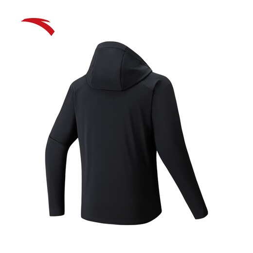 ANTA Water Repellent Jacket | Fleece Windproof Jacket Men's Simple Business Men's Autumn and Winter Jacket Sports Top Basic Black-5 L (Male 175)