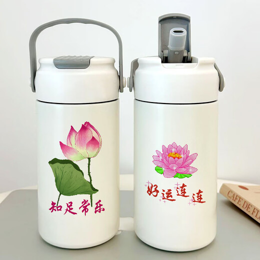 荷花表情包316不锈钢吸管保温杯土酷潮个性趣味莲花有意思水杯子 750ML吸管杯-TK6187荷花