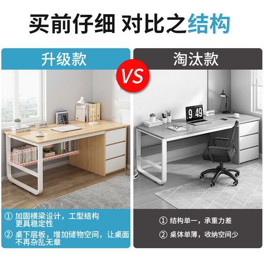 Yuanao office desk home computer desk desktop modern minimalist office table bedroom desk steel wood study table 1.4 meters