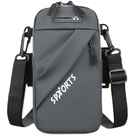 Fashion new mobile phone bag running sports arm bag vertical mini double zipper shoulder bag casual crossbody backpack black