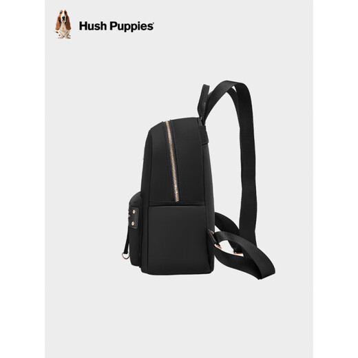暇步士（Hush Puppies）女包时尚休闲双肩包女大学生书包旅游包包轻便简约帆布背包官方正 黑色.