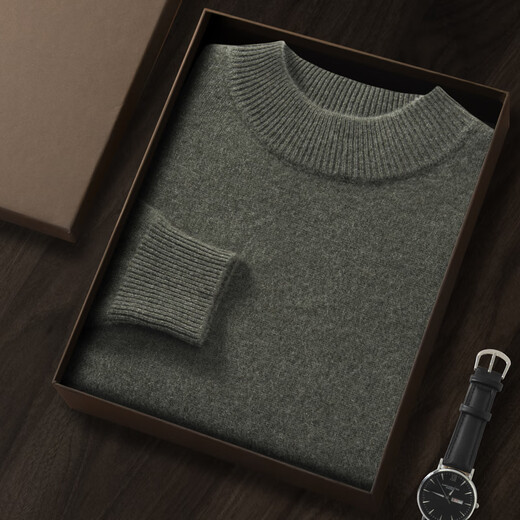 
Mongolian cashmere Ordos City cashmere sweater for men in autumn and winter men's half turtle neck double-strand thickened sweater casual knitted base shirt Navy blue L 130----150Jin [Jin equals 0.5 kg]