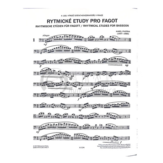 
Bivenka Bassoon rhythm exercise Bassoon solo German Bears original imported score book Pivonka Karel Rhythmic Etudes for Bassoon H3291