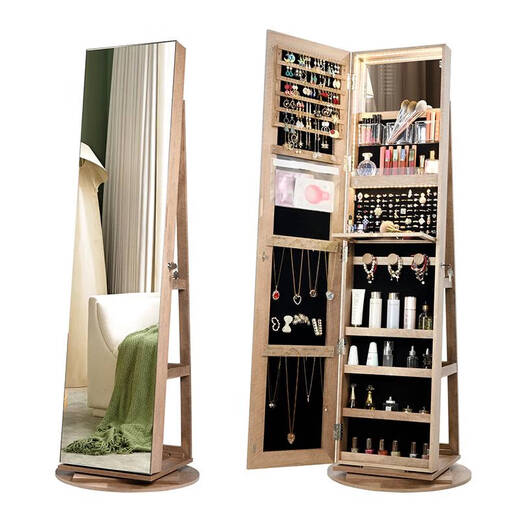 Yusenyi customized Yangyuan full-body mirror floor-standing mirror 360-degree rotating makeup mirror cabinet jewelry cabinet storage cabinet wear upgraded rotating model 6227 black walnut color monochrome interior