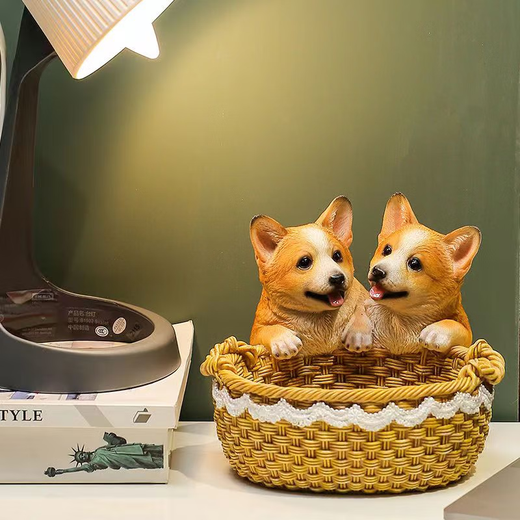 Ornamentos de almacenamiento de llave de entrada de perro creativo de Vinoya colocados en la puerta de entrada del escritorio Decoración del escritorio nuevo Corgi de regalos para el hogar (14069a)