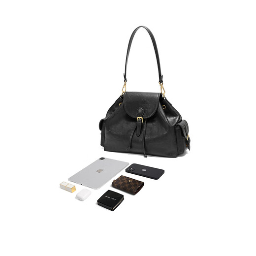 Belle Bag Women 2025 Winter New Fashion Casual Suede Hand Scratched Shoulder Bag Backpack JY178AX6 Pre-sale Black F