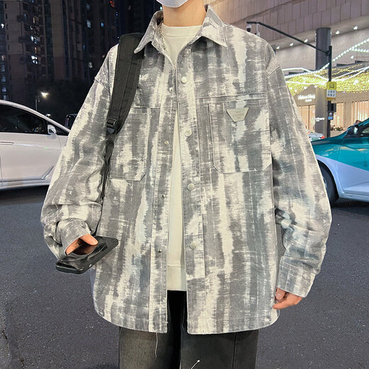 QLTQZQ牛仔外套男春秋季青少中学生潮牌夹克男装士休闲衬衫上衣服 967浅色【春秋款】 M 80-100斤左右