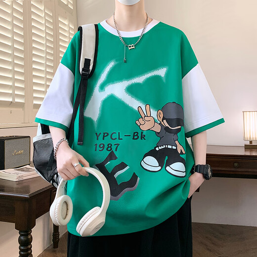 QLTQZQ Summer Camiseta de manga corta Niño de 12-15 años adolescentes 13 Tops para niños camisas para hombres 16 695 Green Quality Assurance M 80-100Jin [Jin equivale a 0.5 kg]