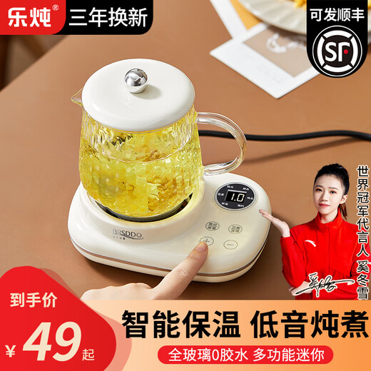 Le Stew mini health kettle for one person in the office, health kettle, stew kettle, all-in-one small fully automatic constant temperature kettle, teapot, scented tea kettle, electric stew cup, full glass, smart model, automatic heat preservation + smart touch 0.8L