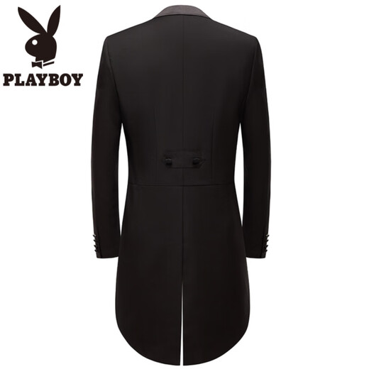 Playboy (PLAYBOY) Men's Tuxedo Slim Suit Suit Stage Performance Chorus Host Groom Wedding Banquet Conductor Suit Black Tuxedo Suit + Pants + Vest Waistband 3XL Weight 170Jin Jin is equal to 0.5 kg or so