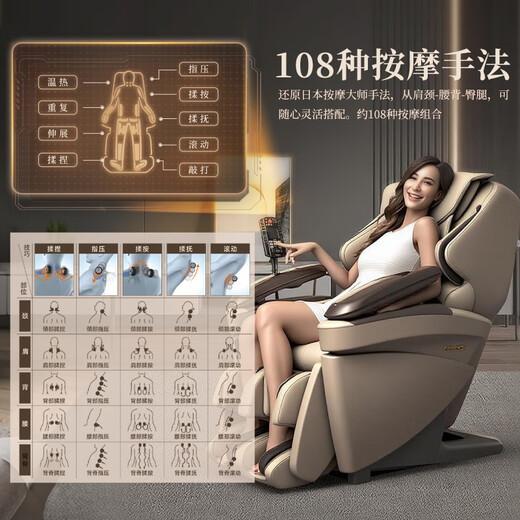 Panasonic State Subsidy Massagestuhl für zu Hause, Ganzkörper-4D-Luxus-Elektro-Zero-Gravity-Raumkapsel-Massagestuhl, Sofa, Top-Ten-Marken, Geburtstagsgeschenke für Männer und Frauen, medizinische Techniken, BOSS-Stuhl, Warmgrau, verbessertes Modell – 4D-Bewegung in medizinischer Qualität