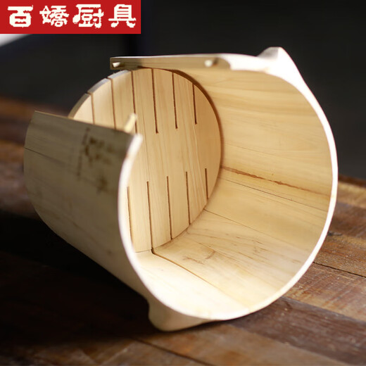 Kashiwa Chao steamed rice wooden barrel cedar barrel household steamer steamed glutinous rice large rice barrel restaurant hotel handmade steamer commercial character number 58 A//handle wooden barrel + wooden lid + wooden bottom (rice spoon + steamer 35cm/10Jin Jin is equal to 0.5kg rice 12-16 people