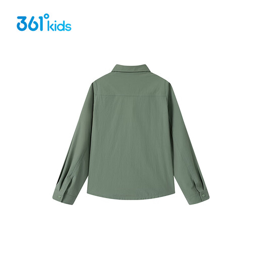 361 Shopping mall same style 361 children's clothing boys' long-sleeved lapel shirt 2025 summer new style medium and large children's tops Kino Green 130