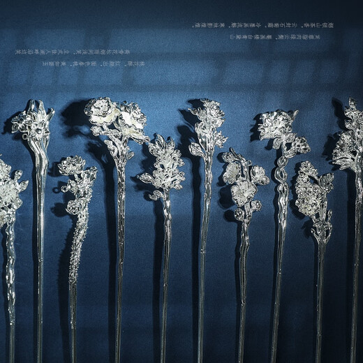 Only double Twelve Flower Goddess s925 silver hairpin ancient style head ornaments new Chinese style high-end hairpin for girlfriend February Apricot Blossom