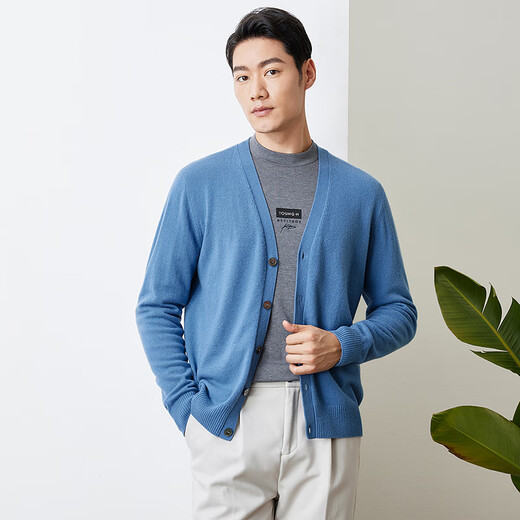 Hengyuanxiang pure cardigan cardigan men's autumn and winter new solid color sweater middle-aged and young men's sweater men's jacket top Zhonglan XL 180/96A