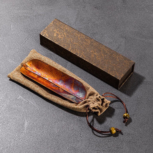 Rongshantang mountain wood pure tin tea set handmade hammered pattern tea lotus tea spoon tea pillow tea dial tea spoon kung fu tea set accessories old copper tea set - Pingchuan