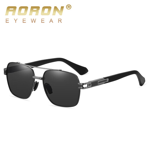 Aoron aoaon roron aoron roaon Neue Männer und Frauen modische polarisierte Sonnenbrille Retro Metal Sun Protection Sonnenbrille Trendy Decorative Sonnenbrille Erwachsener Sonnenschirm A695 Schwarzes Gold Frames Black Grey Blatt wie in dem detaillierten Seitengröße gezeigt