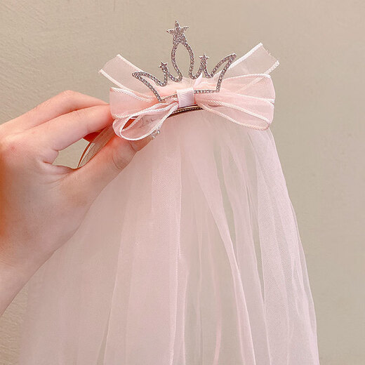 Children's princess super fairy crown tiara little girl's birthday and first birthday photo headband baby hairpin girl headband star diamond crown champagne color floating yarn 1 piece