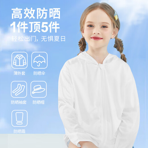 Children's sun protection clothing girls summer thin jacket 2025 new summer anti-UV ice silk girl skin clothing Tumeimei K powder 140