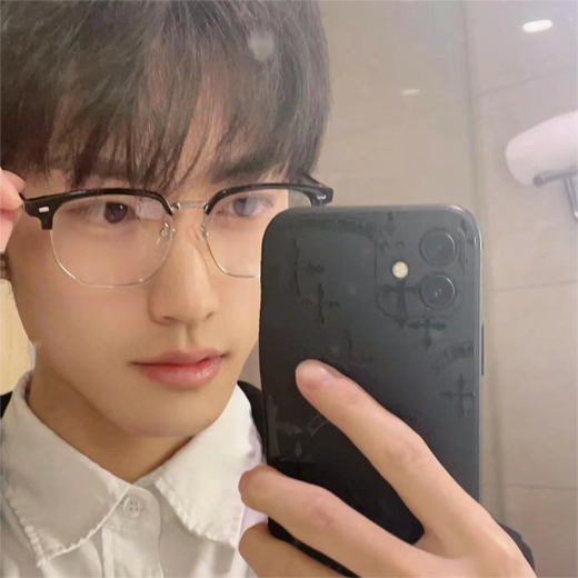 痞帅眉线型半框眼镜男可配有度数近视防蓝光学生潮牌理工男眼镜框 黑银框【镜盒镜布】 0度平光防蓝光镜片