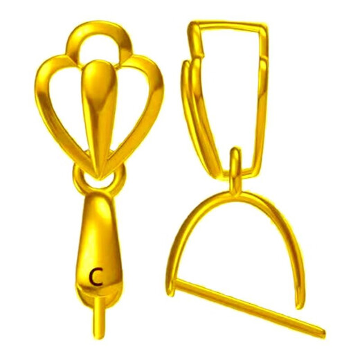 Libiao 18K gold buckle head thickened melon seed clip crown jade jade inlaid K gold pendant buckle necklace accessories mini small (not included in installation) pure 18K dark yellow