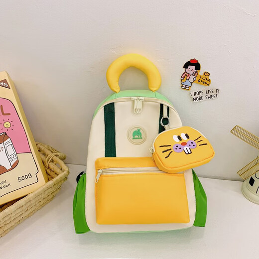 Kindergarten schoolbag boys and girls children travel backpack elementary schoolbags baby travel outdoor contrast color outing backpack ZW-0833# green small wallet