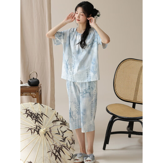 Pmwrun d'été Nouveau style chinois à manches courtes à manches courtes pantalons de coton pour femmes coton pantalon d'été.