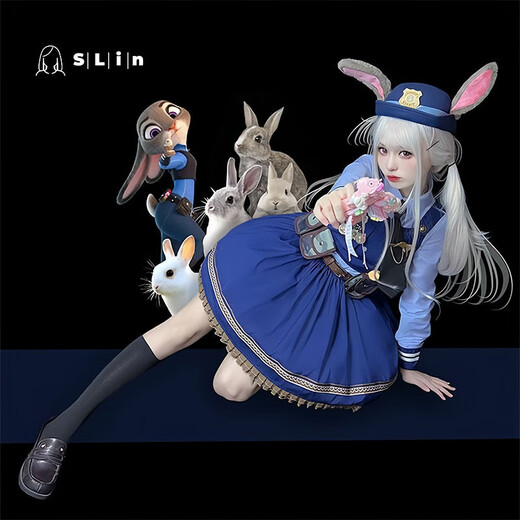 ENRMIIV Zootopia Police Officer Judy Hat Rabbit Bowler Hat Judy Hat Children's Hairband Headwear Accessories Rabbit Officer Hat (Children's 54cm)