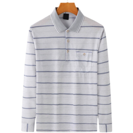 
Dad's summer long-sleeved T-shirt striped men's summer middle-aged loose thin spring and autumn middle-aged polo shirt men's clothing 9853 blue + 9853 gray one size 48 suggestions 80-120Jin [Jin equals 0.5 kg]