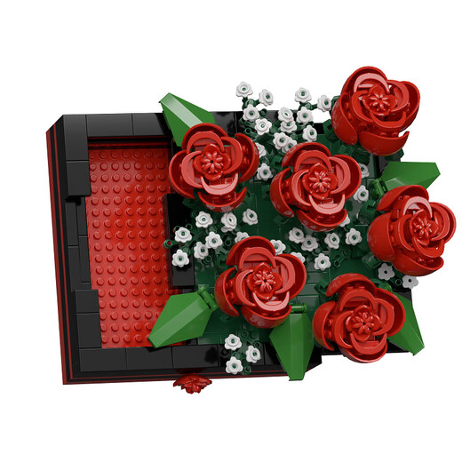 Kompatibel mit Lego -Bausteinen Immortal Bouquet Rosen Sonnenblumen -Topf -Pflanzen -Ornamente für Mädchen Lehrer Tag Geburtstag 7372: Blumenbox kann gezogen werden - Rose Secret Words Wörter