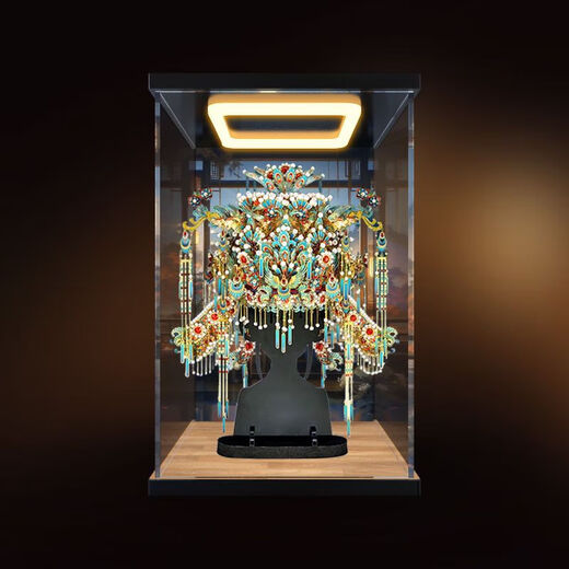Acrylic return light display box is suitable for cool-point emerald phoenix crown metal puzzle three-dimensional model storage dust cover, matte black return light model 20x20x30cm display box only