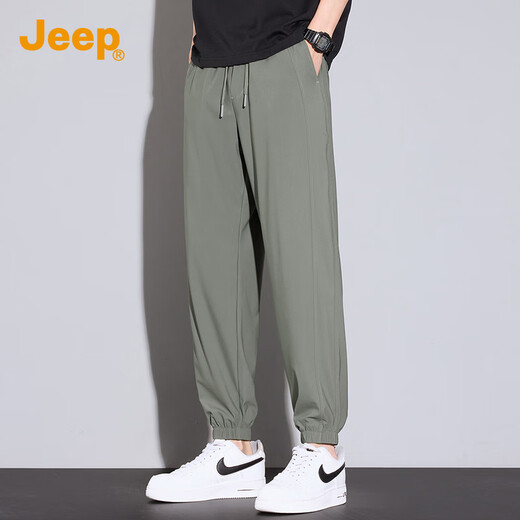 吉普（JEEP）【冰丝超薄】男士休闲裤男2025夏季新款宽松运动束脚工装长裤子男