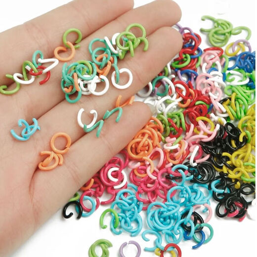 DIY homemade keychain pendant macaron color 8mm metal paint small single ring connecting ring open C ring accessories random mixed colors 50 pieces