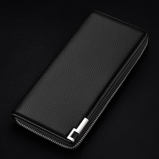 WILLIAMPOLO wallet men's new long genuine leather first layer cowhide multifunctional large capacity men's wallet bank card holder multi-card slot black