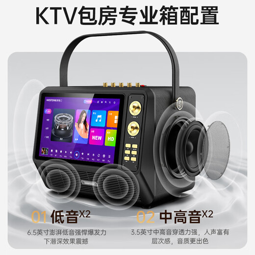 Westin Home KTV Audio Set Audio Amplifier Video K-Song All-in-One Song Order Machine Home Singing Active Speaker Outdoor Camping 320-320G [Kyokura]