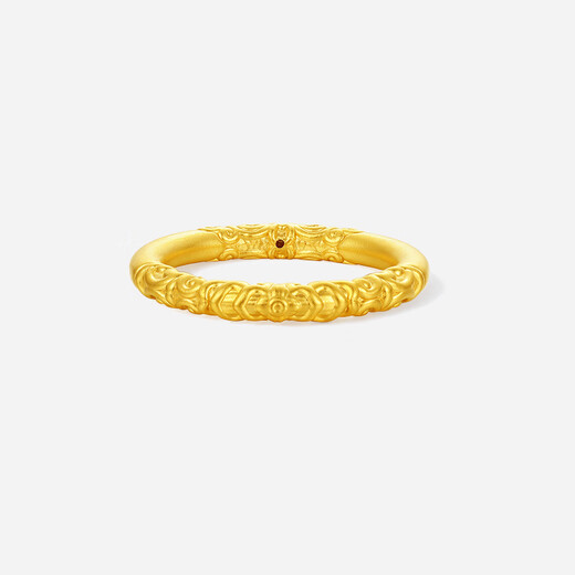 Saturday blessing scroll grass pattern gold ring women's pure gold birthday gift price A0115846 No. 13, about 1.15g