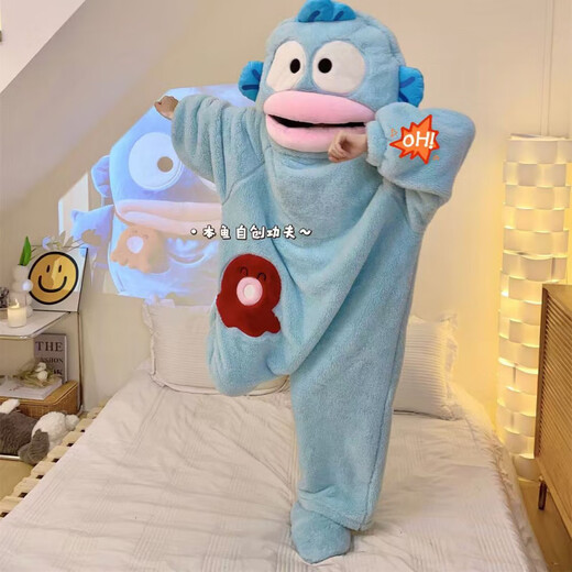 Disney Ugly Fish pajamas one-piece children's cute and funny parent-child flannel autumn and winter thickened coral velvet pajamas home clothes extra thick and warm cute children's one-piece 150 16 yards 135-145cm 55-68