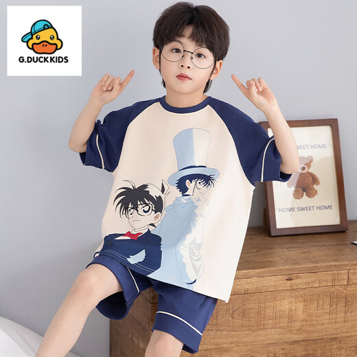 G.Duckkids Little Milk Dragon Kinderpyjamas Junge kurzärmelige reine Baumwolle Sommer Dünne Jungen Cartoon mittelgroße Kinderklimaanlagen-Kleidungsstückset [reine Baumwolle] 690 Kapibala 165 cm