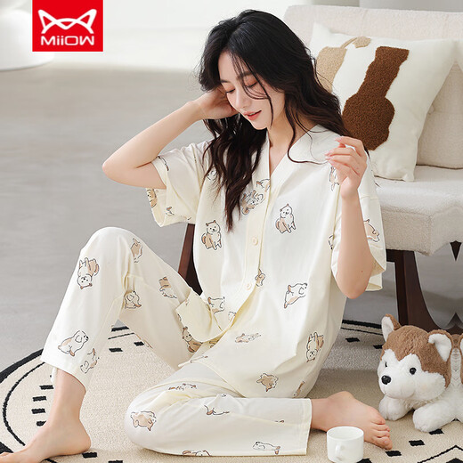 Catman (Miiow) Pure Cotton Pajamas для женщин весной и летним брюками с коротки