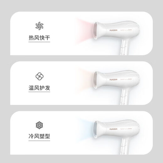 三选优品电吹风机家用护发负离子大功率静音小型宿舍用学生速干吹风筒 飞科fh6296青春色1800w恒 温护发