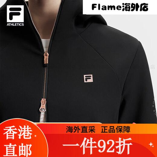 斐乐（FILA）FILA 官方女士梭织外套2025春新款健身运动基础加绒 深黑-BK S160/80A 均码