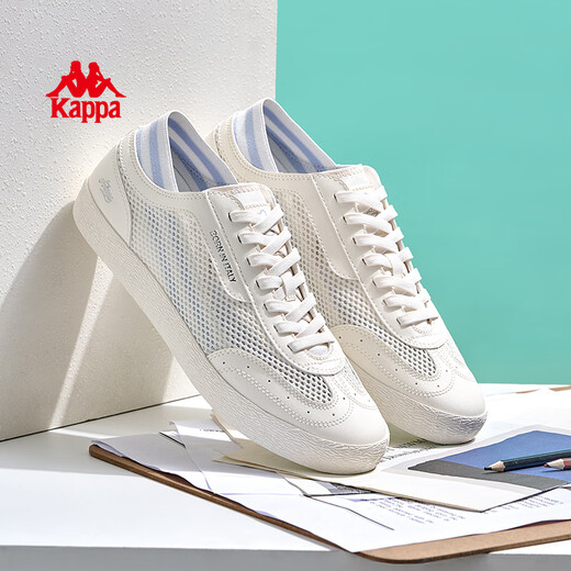 KAPPA women's shoes, low top shoes, women's 2025 summer new breathable mesh sneakers, women's light white shoes, women's winter white 37